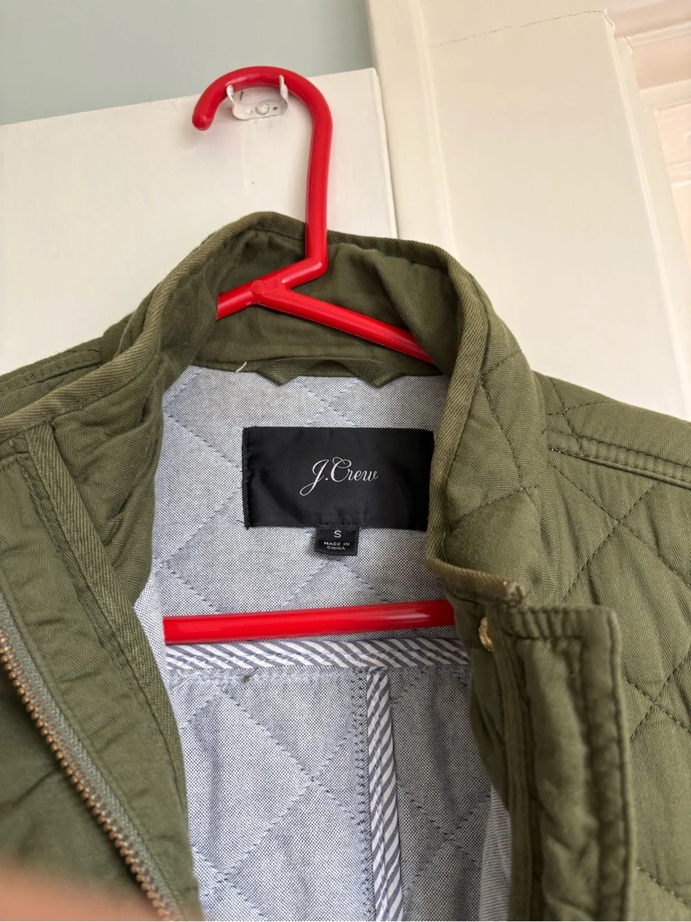 J. Crew Quilted Olive Utility Jacket